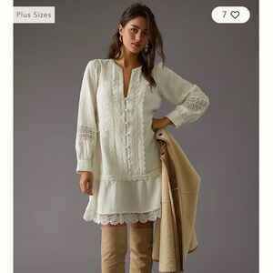 Anthropologie Elegant White Lace Mini Dress Size Small